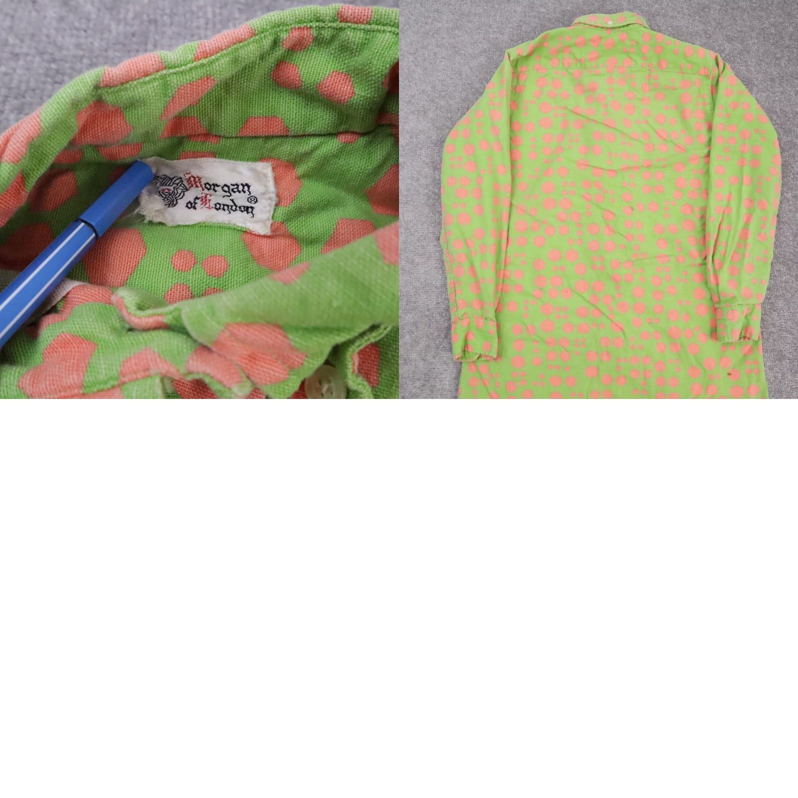 Vintage VTG Morgan of London Dress Women's Small Green Pink Long Sleeve Collared Button Size S / US 4 / IT 40 - 8 Thumbnail