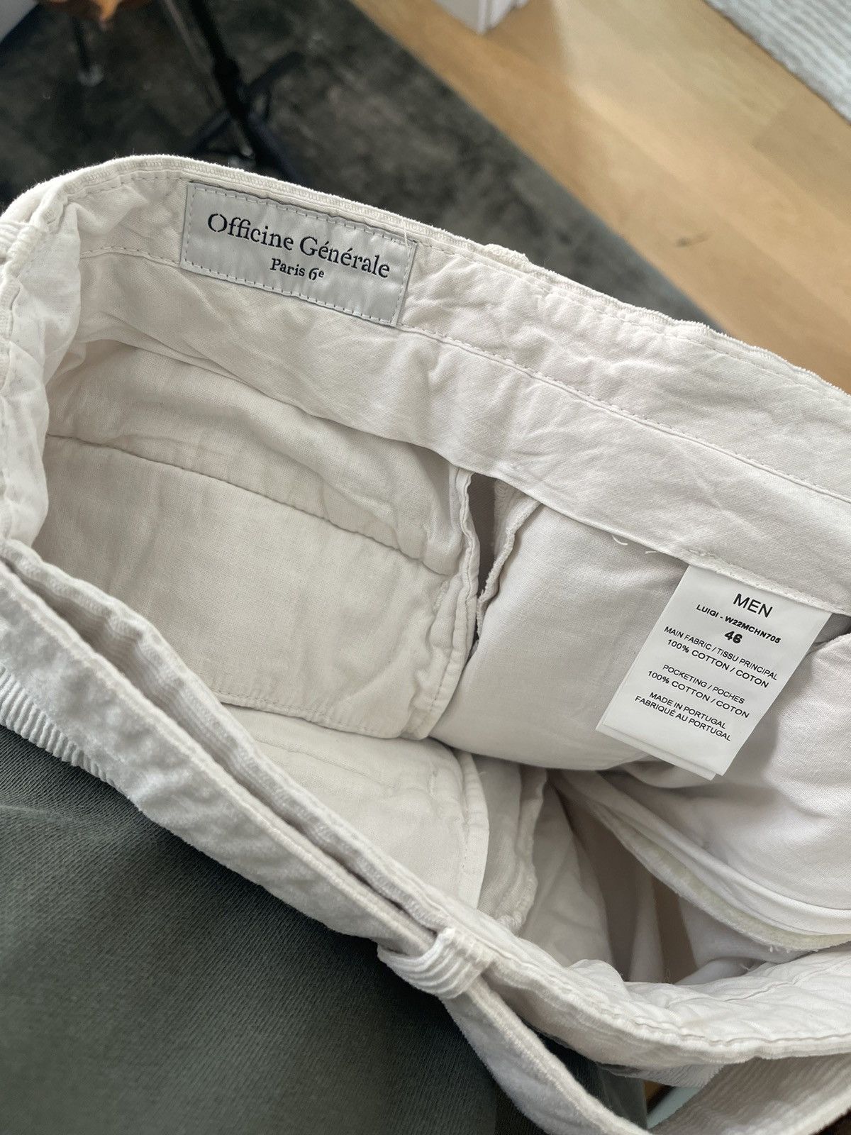 Officine Generale Officine Générale White Corduroy Pants - IT Size 48 (M) Size 48R - 4 Thumbnail