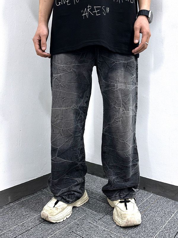 Jean Retro American washed distressed lightning bolt casual jeans Size US 32 / EU 48 - 1 Thumbnail