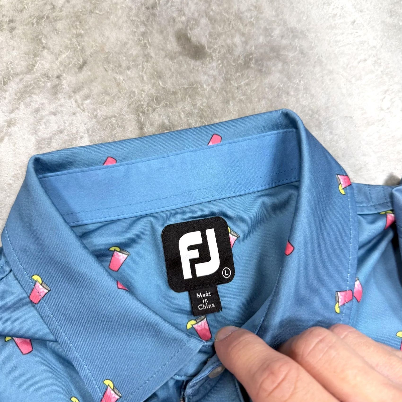 Footjoy FootJoy Golf Polo Shirt Mens L Blue Drink Print Legend Trail Allover Shirt Polo Graphic Print Golf shirt Mens L Blue Size US L / EU 52-54 / 3 - 3 Thumbnail