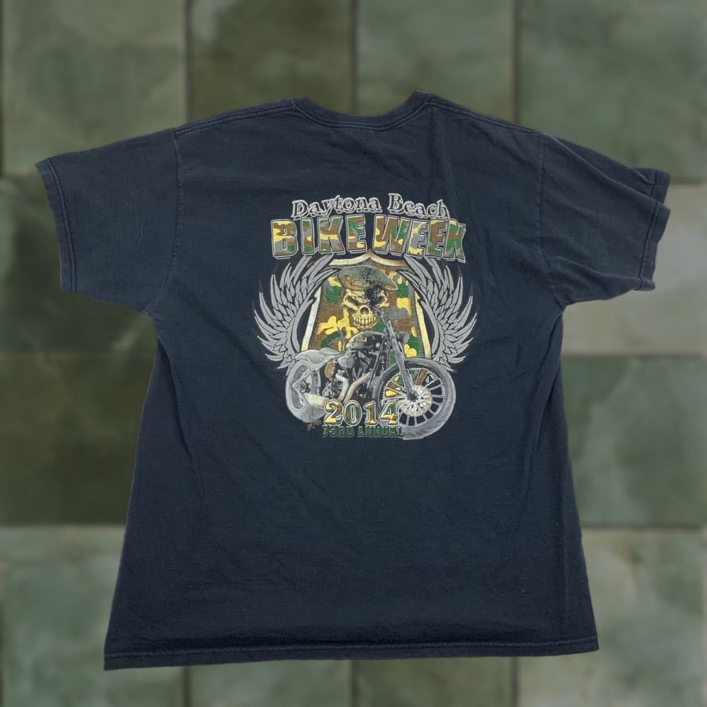Fruit Of The Loom VINTAGE Daytona Beach Bike Week T Shirt Adult XL Black 2014 Motorcycle Rally Biker USA Shirt Mens XL Black Motorcycle USA 2014 Bike Week T Shirt Size US XL / EU 56 / 4 - 1 Thumbnail