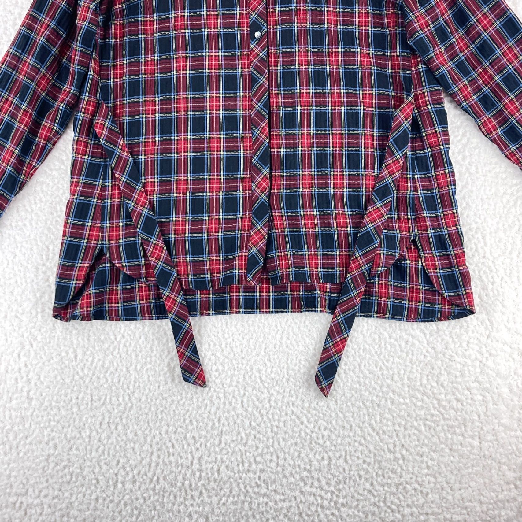 J. Jill J. Jill Red Plaid Button-Up Shirt Womens Large Long Sleeve Collared Country Casual Wear Size L / US 10 / IT 46 - 7 Thumbnail