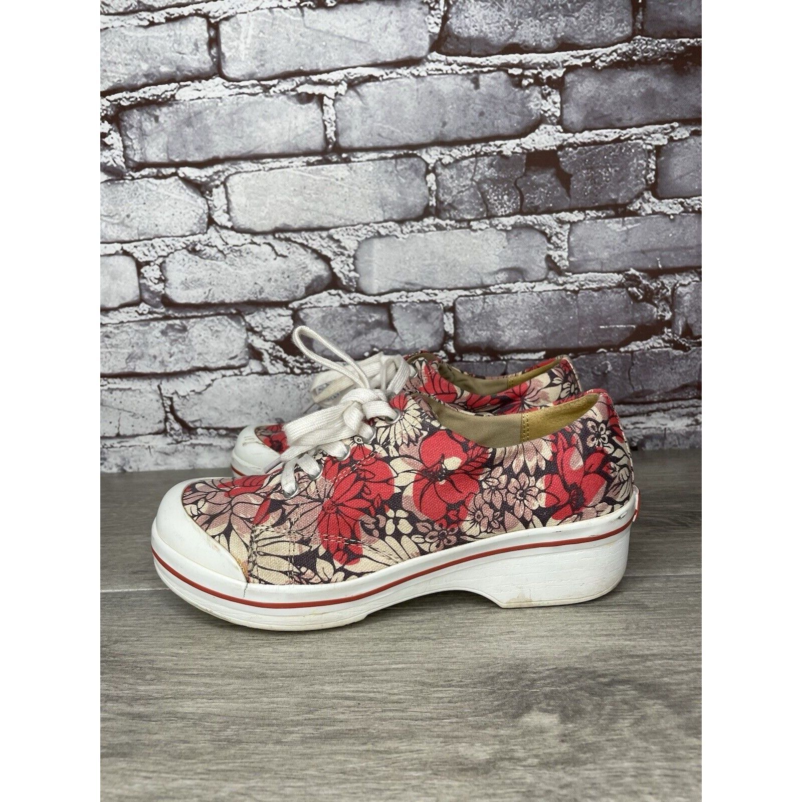 Other Dansko Veda Vegan Red Floral Lace Up Sneaker Clogs Shoes Wom Size US 6.5 / IT 36.5 - 12 Thumbnail