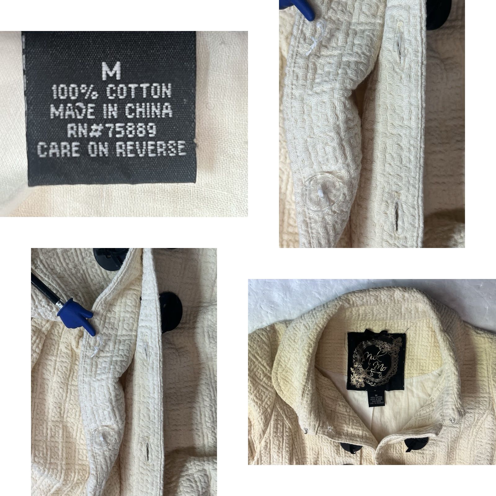 Vintage Nick and Mo Boutique Cotton Womens Beige Coat Lined Size Medium Missing Button Size M / US 6-8 / IT 42-44 - 8 Thumbnail