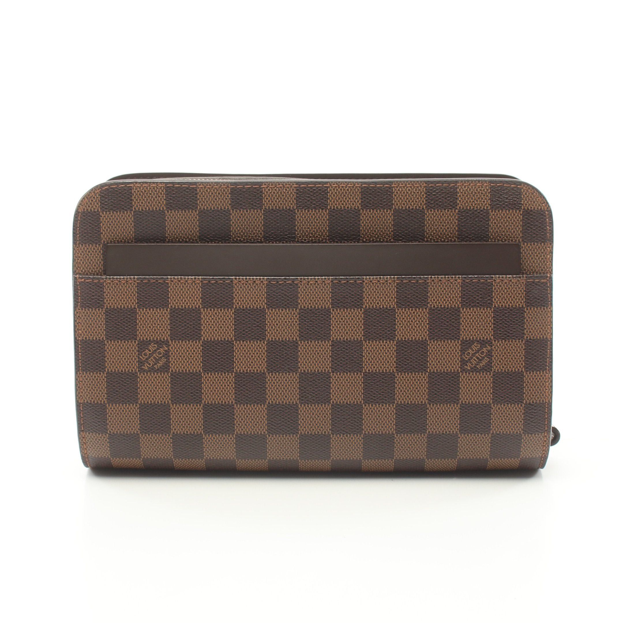 image of Louis Vuitton Saint Louis Damier Ebene Clutch Bag Second Bag Pvc Leather Brown, Men's