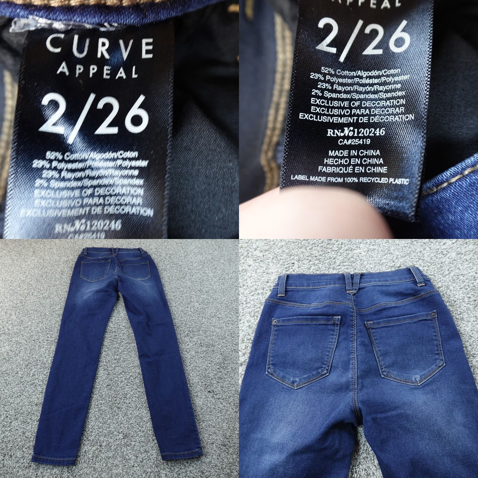 Vintage Curve Appeal Jeans Womens 2 Dark Blue Denim High Rise Skinny Stretch Flex Jeans Size 26" / US 2 / IT 38 - 8 Thumbnail