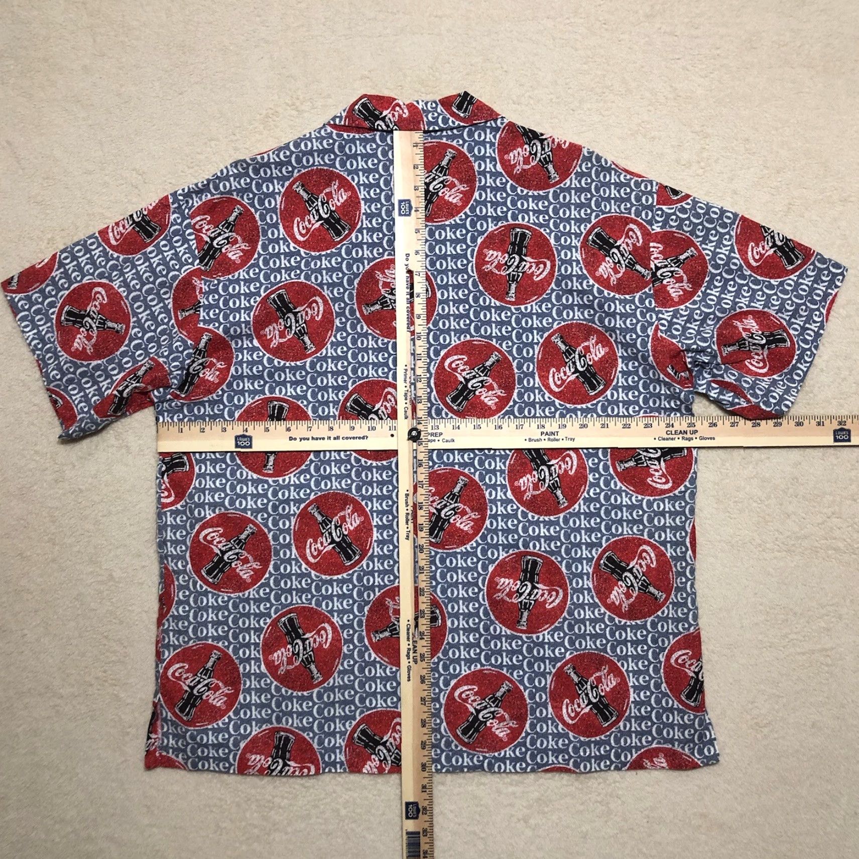 Vintage Coca Cola All Over Print Mens Button Up Shirt Size XL Red Coke Bottles Size US XL / EU 56 / 4 - 6 Thumbnail