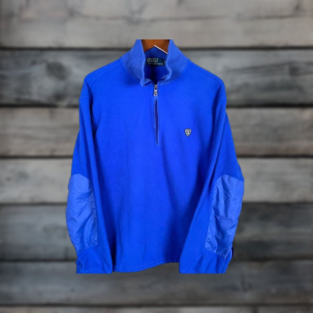 Polo Ralph Lauren VTG Polo Ralph Lauren 1/4 Zip Fleece Pullover Adult XL Blue Shield BadGe Emblem Polo RL Badge Emblem Clinton? Size US XL / EU 56 / 4 - 1 Thumbnail