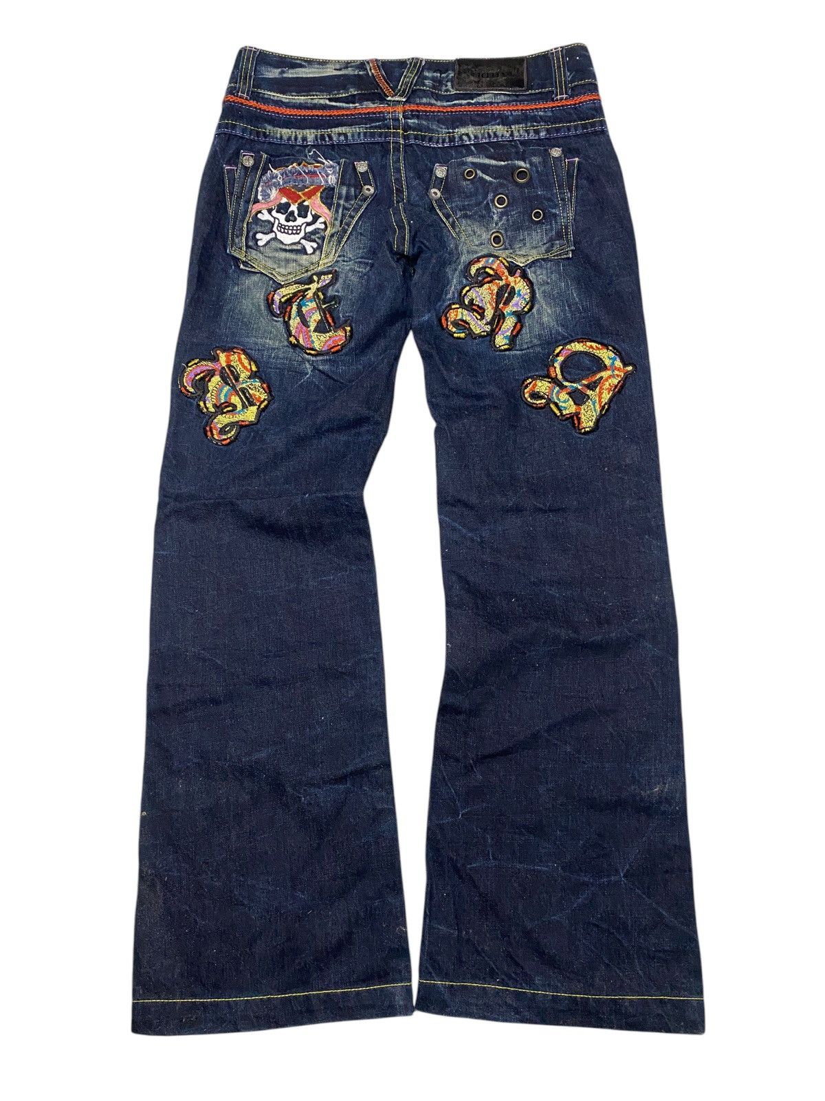 If Six Was Nine 2000's Riobera Seawash Patchwork Flared Jeans Size US 28 / EU 44 - 7 Thumbnail