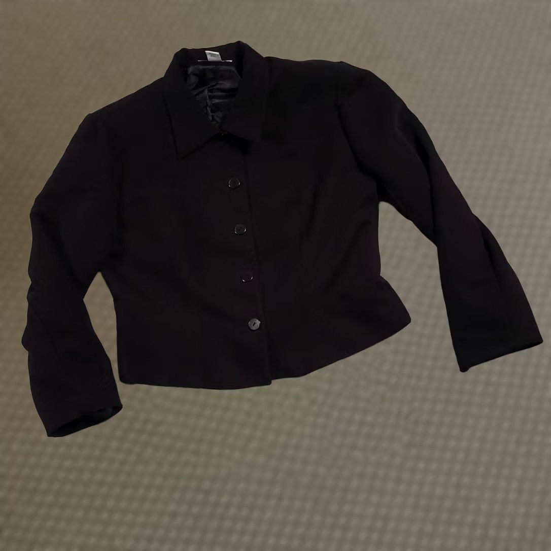 Croft & Barrow Croft & Barrow Blazer Jacket Women's 14P Petite Short Black Corduroy Brushed Button Shoulder Pads Classic Blazer Coat Urban 90s Style Mens? Size 36" / US 14 / IT 50 - 1 Thumbnail