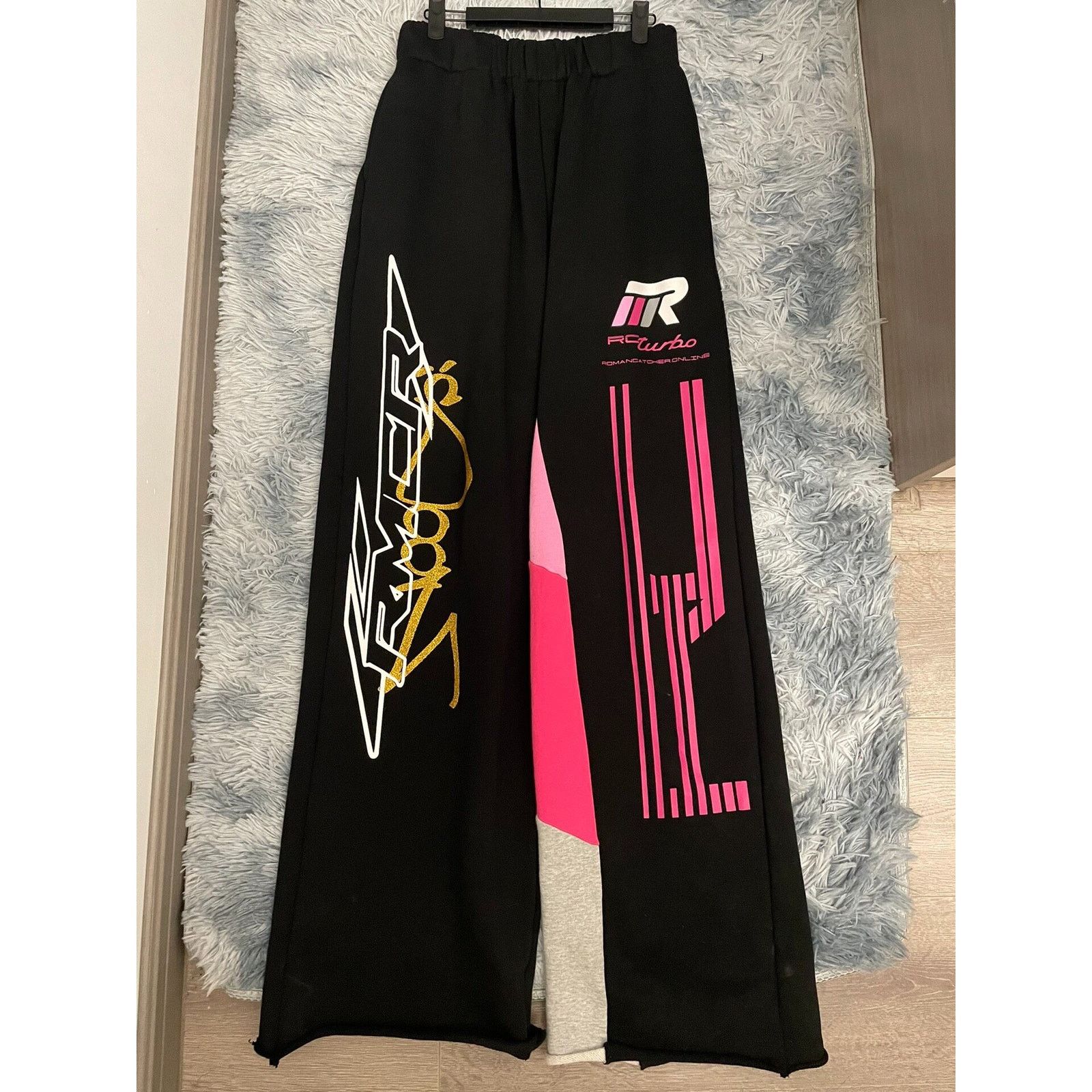 Japanese Brand Baggy Wide-Leg Pink Gray Black Sweatpants Sweats size 36 Size US 36 / EU 52 - 1 Thumbnail