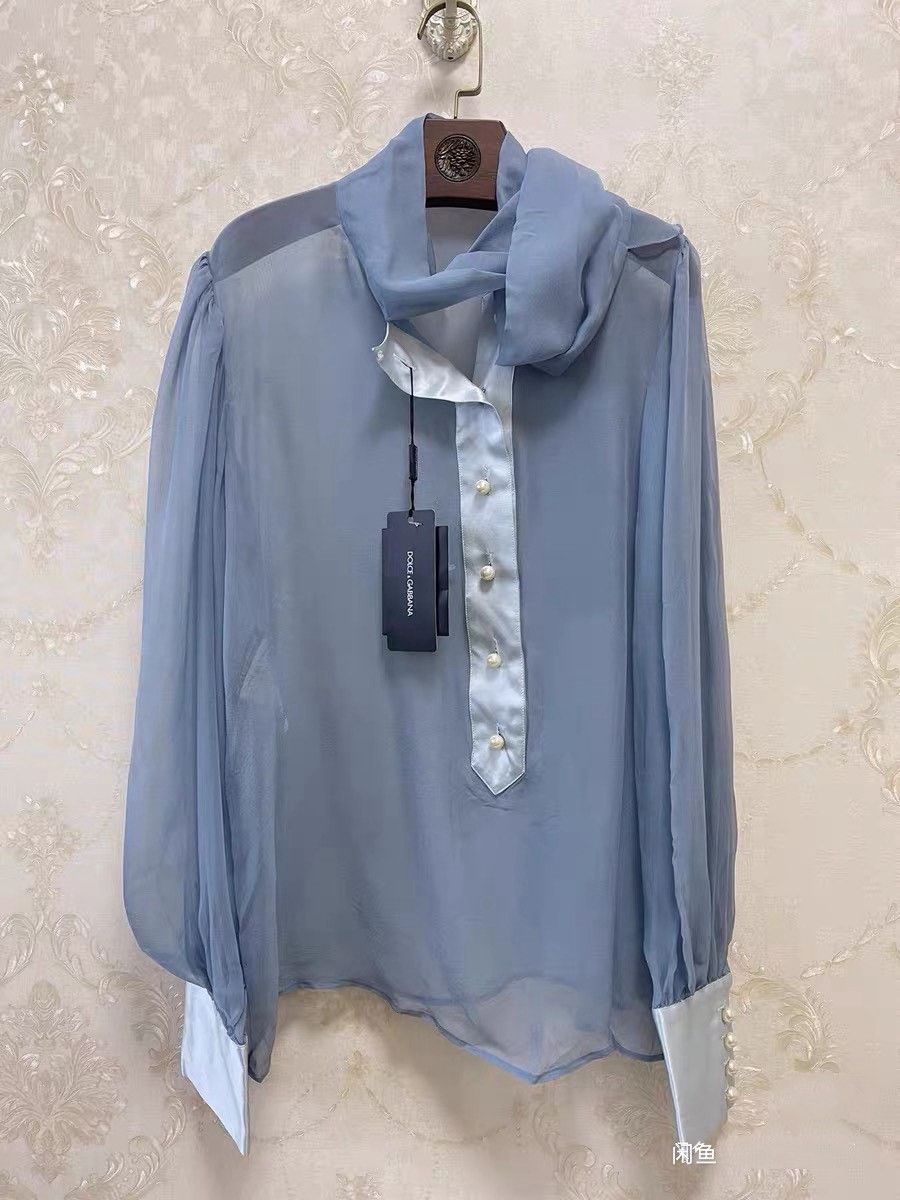 Dolce & Gabbana DG Silk Court Style Ribbon Shirt Size M / US 6-8 / IT 42-44 - 1 Thumbnail