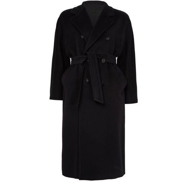 MAX MARA Madame 101801 Belted Black Wool Long Coat New & Aut