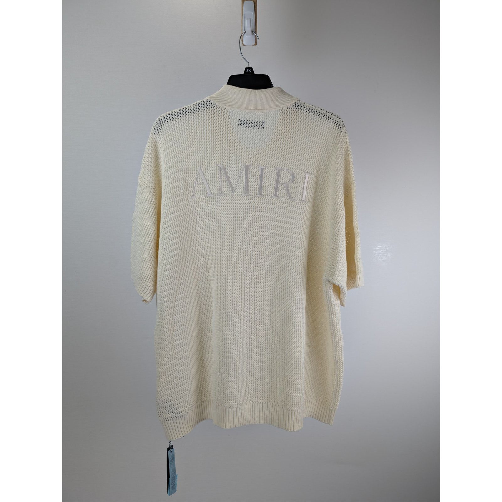 Amiri o1rshd1 Amiri Crochet Button up Half Sleeve Shirt in Ivory Size US XL / EU 56 / 4 - 17 Thumbnail