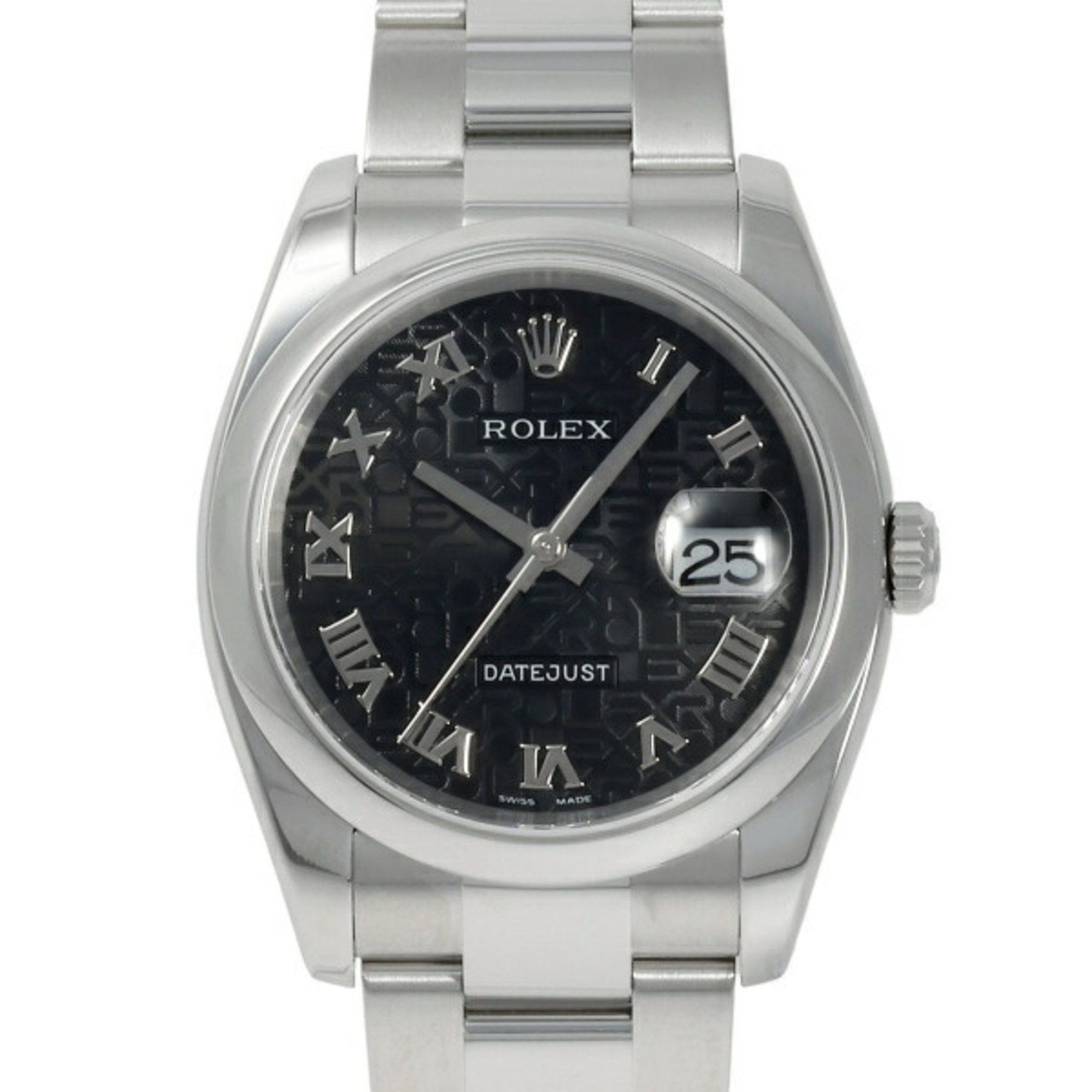 ROLEX Datejust 36 116200 Black Roman Dial Watch Men's __
