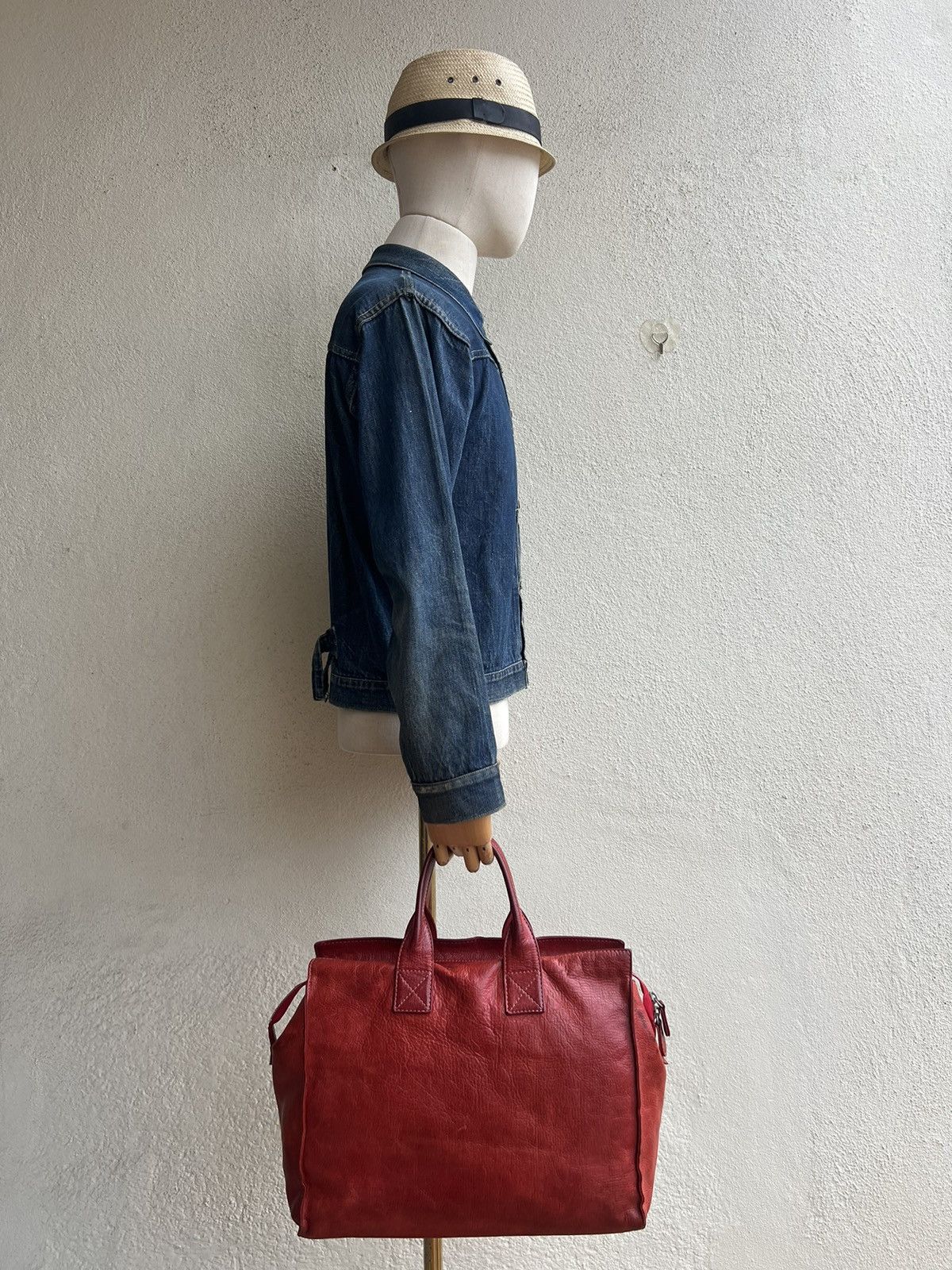 Japanese Brand Vintage PICCINO Tokyo Stains Patina Leather Bag Size ONE SIZE - 2 Thumbnail