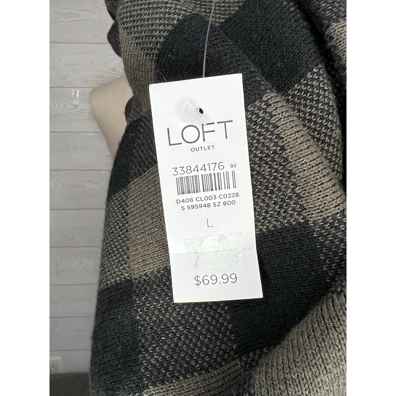 Loft Loft Outlet black/taupe buffalo check sweater Size Large Size L / US 10 / IT 46 - 7 Thumbnail
