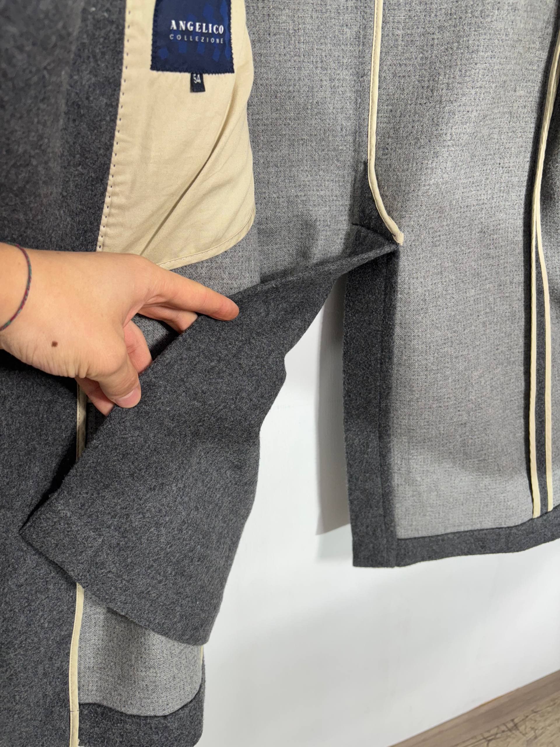 Vintage Angelico Collezione Wool Overcoat Half-Lined Gray Italy Size US L / EU 52-54 / 3 - 9 Thumbnail