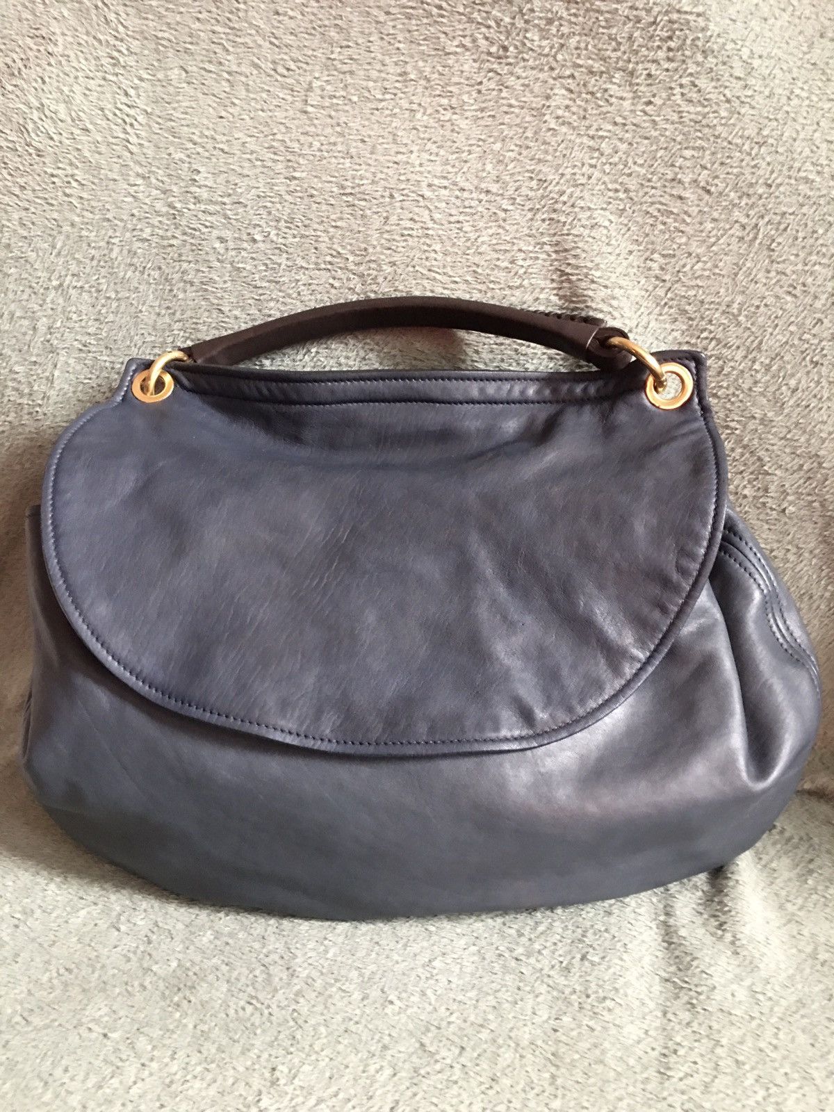 Miu Miu Miu Miu Hobo Bag Blue Grey Learher Handbag Size ONE SIZE - 3 Thumbnail