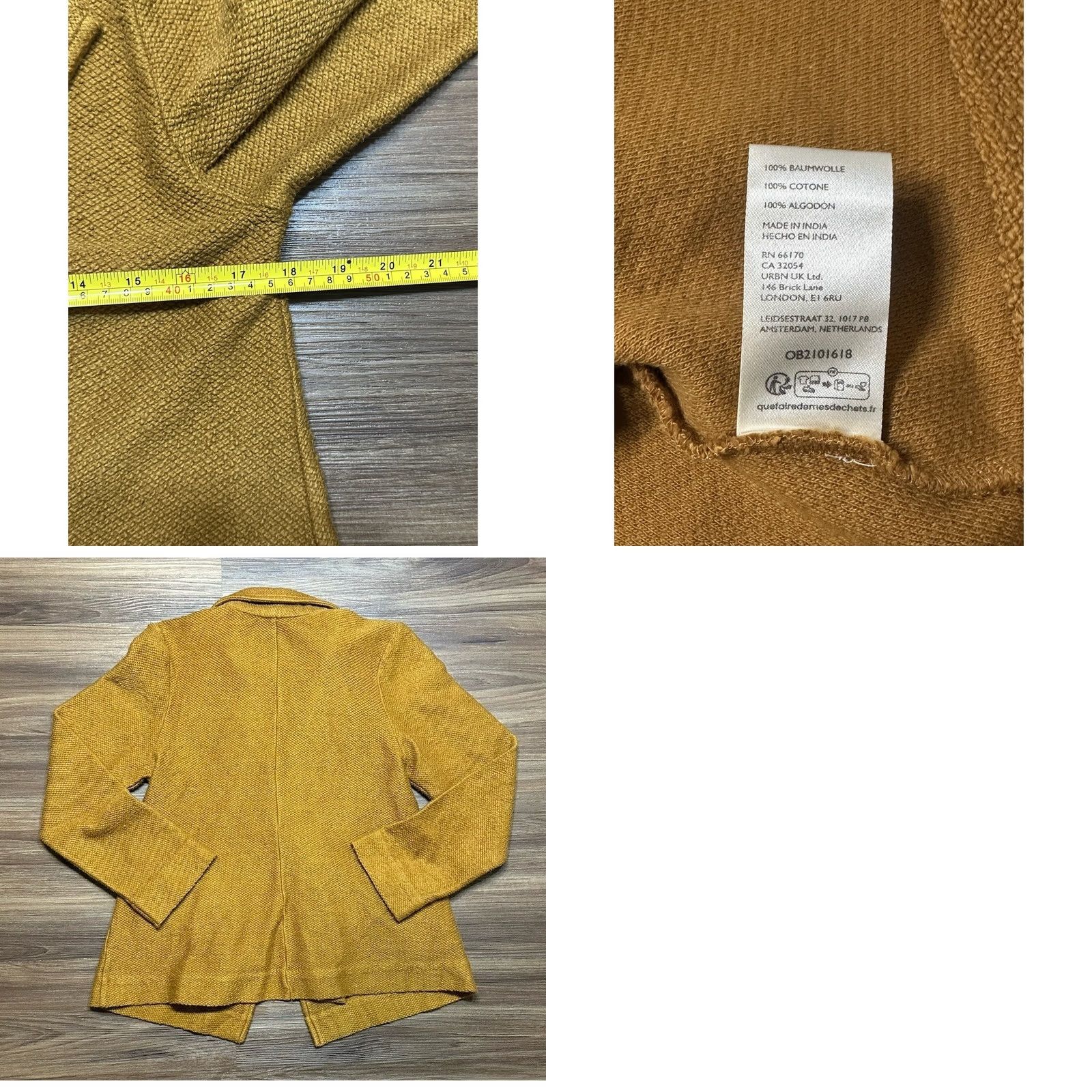 Vintage Maeve Knit Jacket Blazer Button Long Sleeve Mustard Yellow Womens M Casual Boho Solid Quilted Open Pockets Oversized Cotton Knit Size M / US 6-8 / IT 42-44 - 8 Thumbnail