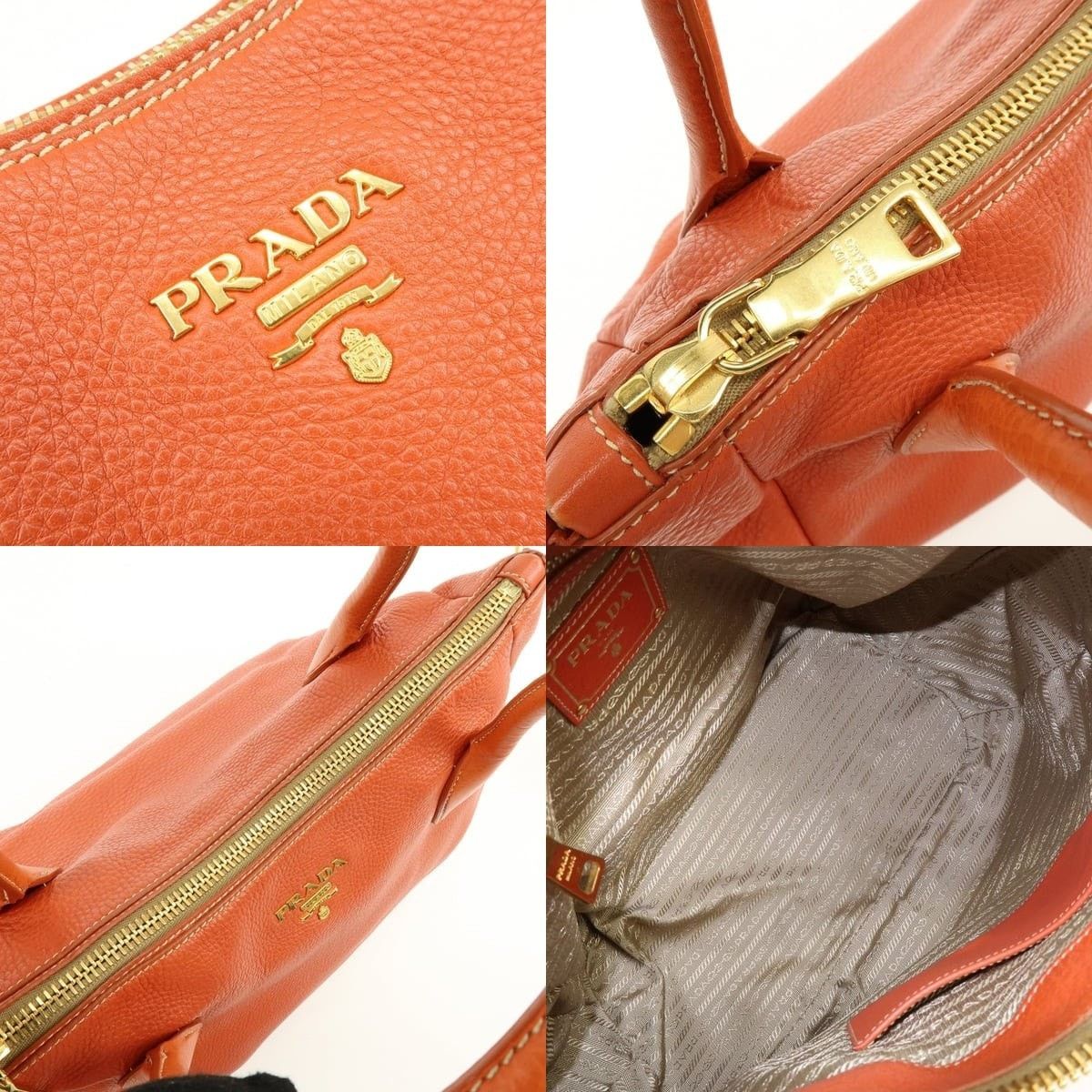Prada Prada Vitello Daino Shoulder Bag Orange Size ONE SIZE - 7 Thumbnail