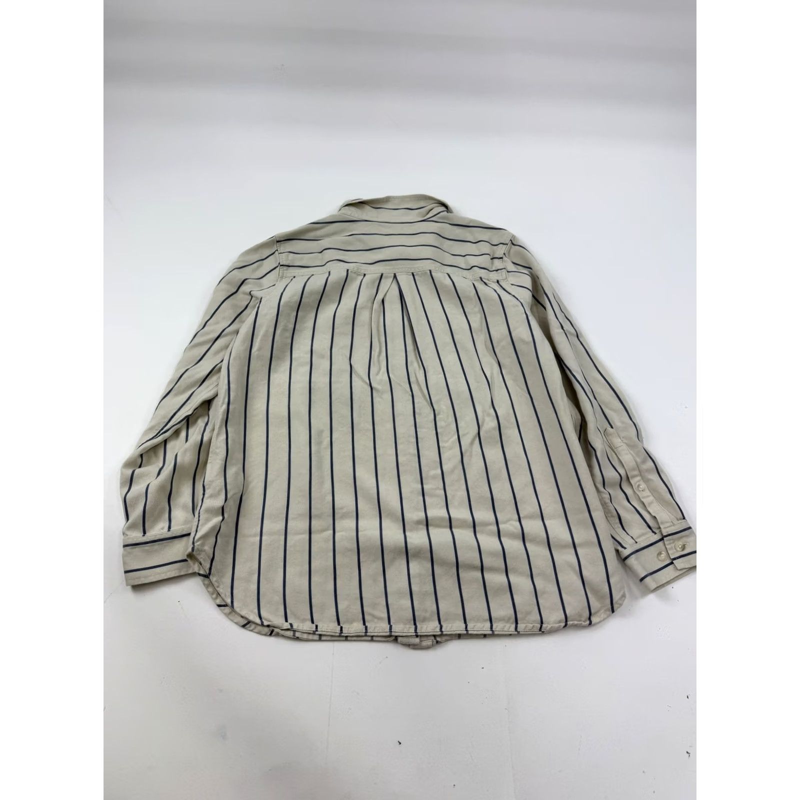 Vintage L.L. Bean Shirt Large White Stripe Long Sleeve Button Front Tencel Twill Womens Size L / US 10 / IT 46 - 7 Thumbnail