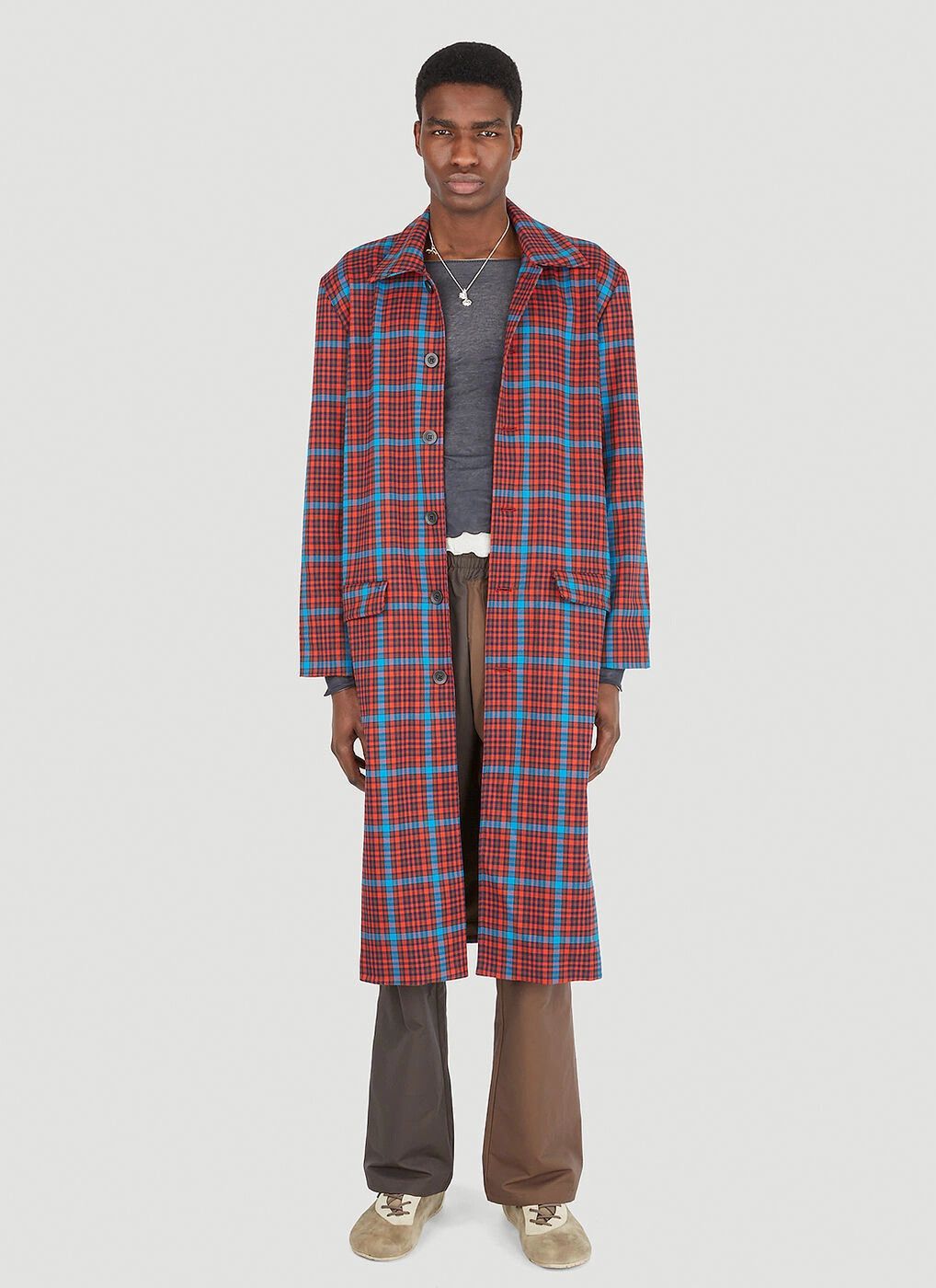 Acne Studios NWT $560 - Deadstock Check Long Split Trench Coat Size US L / EU 52-54 / 3 - 1 Thumbnail