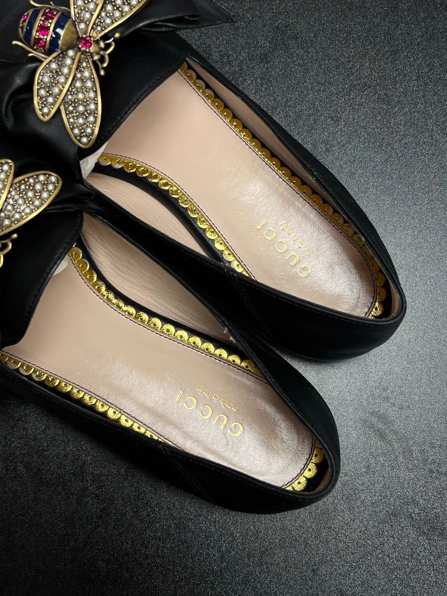 Gucci GUCCI Ace Black Bee Embroidered Flat Shoes K15 Size US 7 / IT 37 - 4 Thumbnail