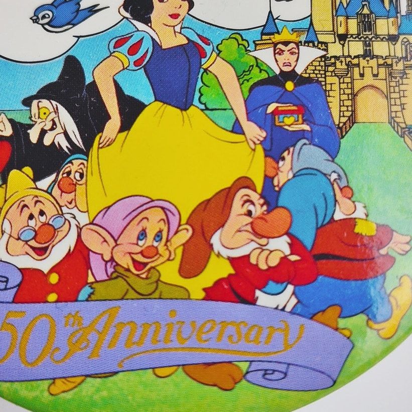 Disney Snow White & Seven Dwarfs 50th Anniversary Button - VTG 1986 Size ONE SIZE - 3 Thumbnail