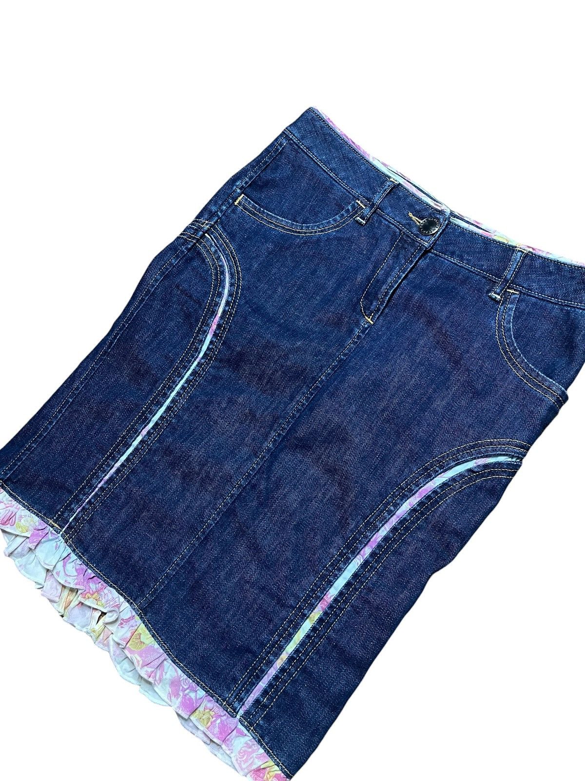 Jean Paul Gaultier Jean Paul Gaultier Jeans Floral Trim Denim Skirt Y2K Size 28" / US 6 / IT 42 - 2 Thumbnail