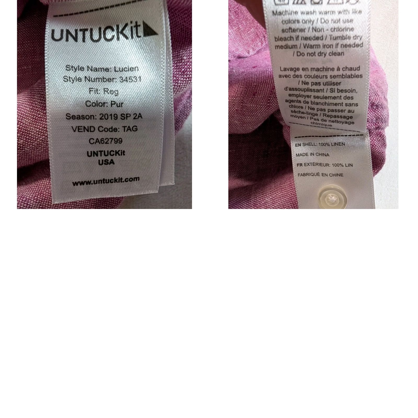 UNTUCKit UNTUCKit Shirt Adults 2XL Pink Wrinkle Resistant Linen Short Sleeve Button-Down Collared Casual Modern Button-Up Shirt Men Size US XXL / EU 58 / 5 - 8 Thumbnail
