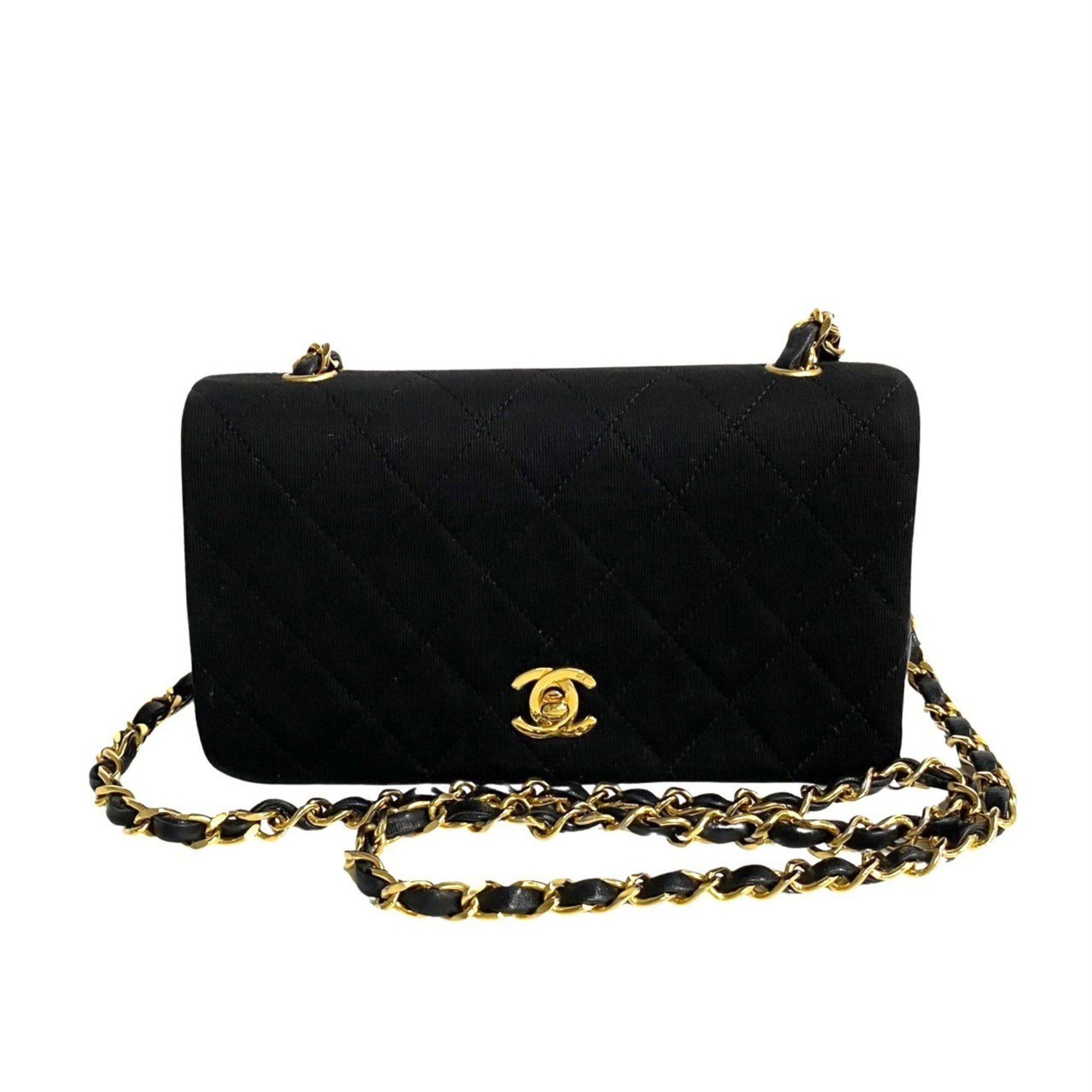 CHANEL Matelasse Cotton Lambskin Turnlock Full Flap Chain Shoulder 