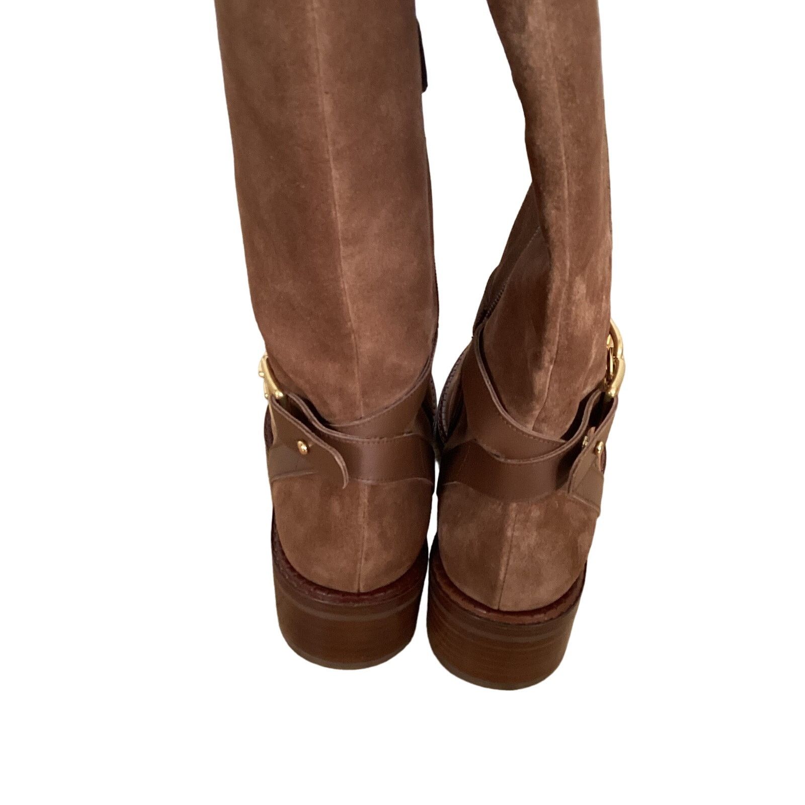 Bally NWT BALLY Eloire Tall Suede Riding Boots Tan Sz 39 Size US 8.5 / IT 38.5 - 7 Thumbnail