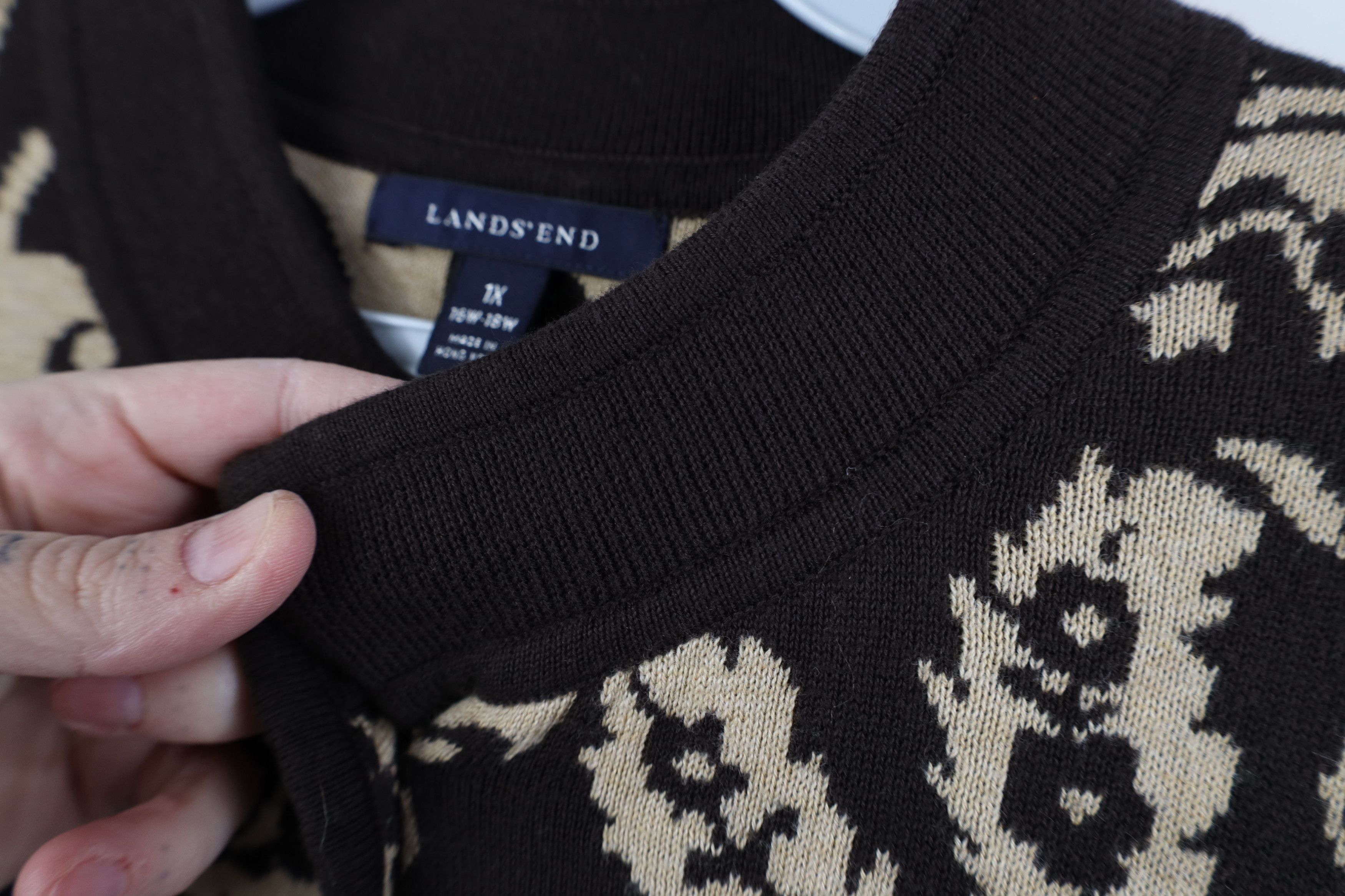 Lands' End Vintage Lands End Cotton Knit Flower Cardigan Sweater Size XL / US 12-14 / IT 48-50 - 4 Thumbnail