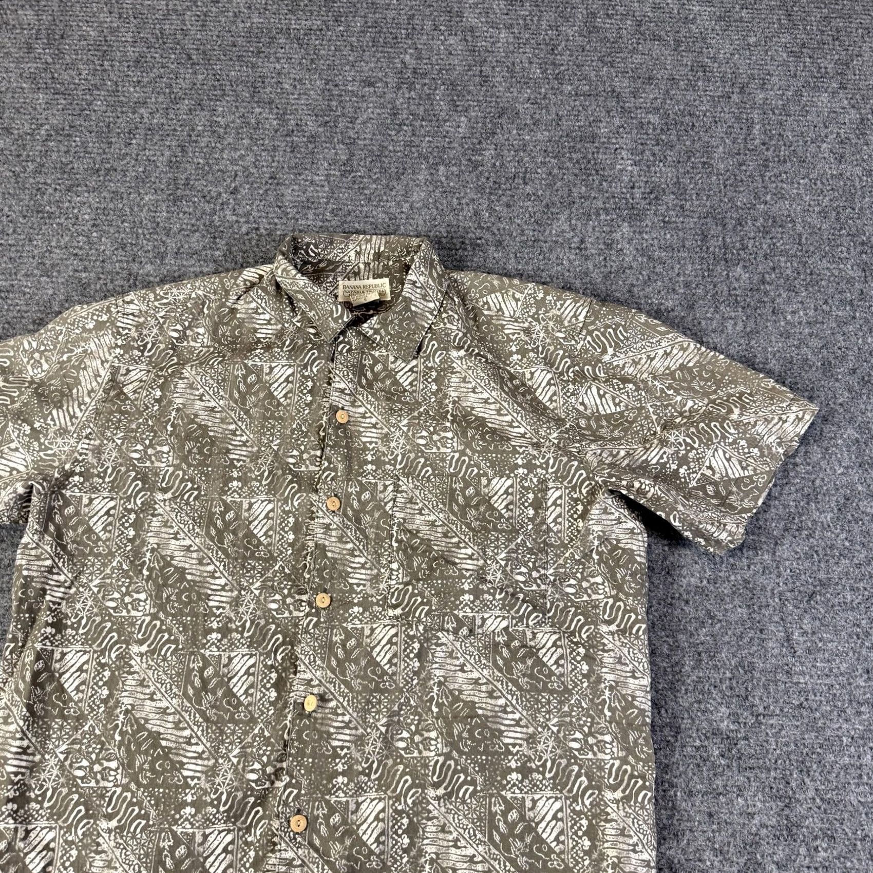Banana Republic VINTAGE Banana Republic Shirt Mens Small Brown Geometric Safari Travel Cotton Size US S / EU 44-46 / 1 - 2 Thumbnail