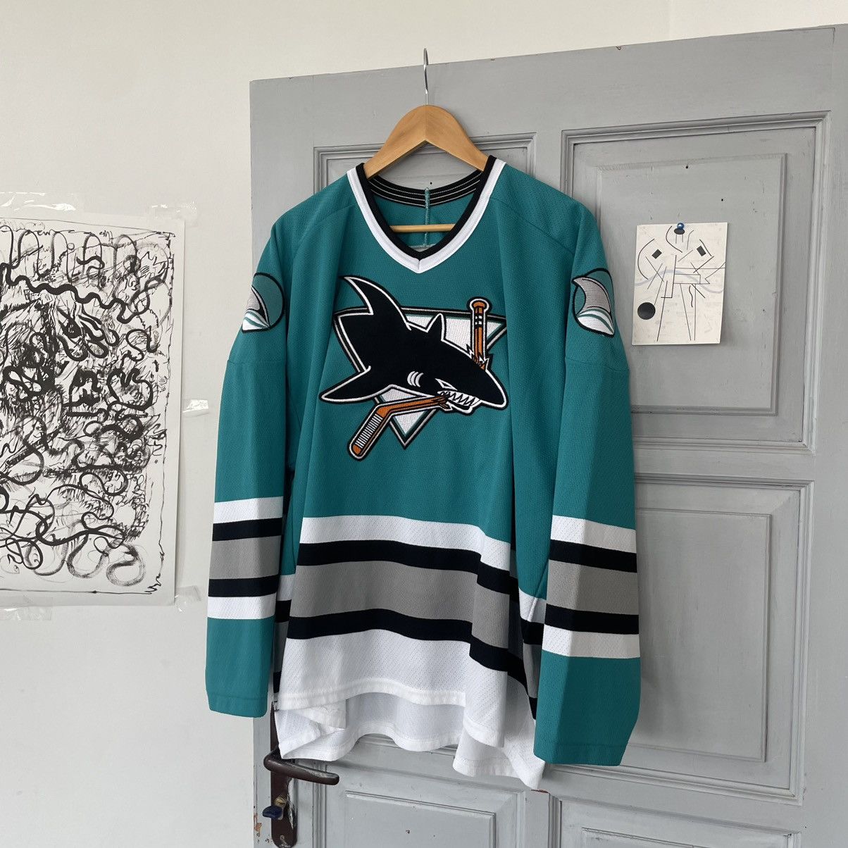 NHL Vintage 90's San Jose Sharks NHL Hockey Jersey Mens Shirt Size US XL / EU 56 / 4 - 2 Thumbnail