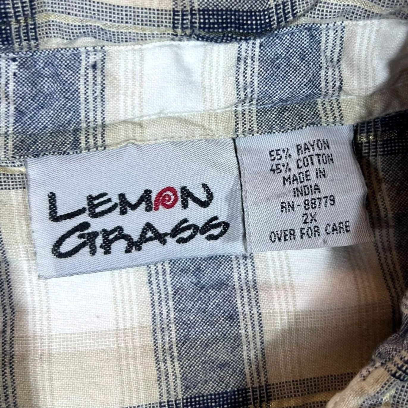 Vintage Lemon Grass Grey Beige White Plaid Check Long Sleeve Flannel Shirt Women's XXL Size XXL / US 16-18 / IT 52-54 - 4 Thumbnail
