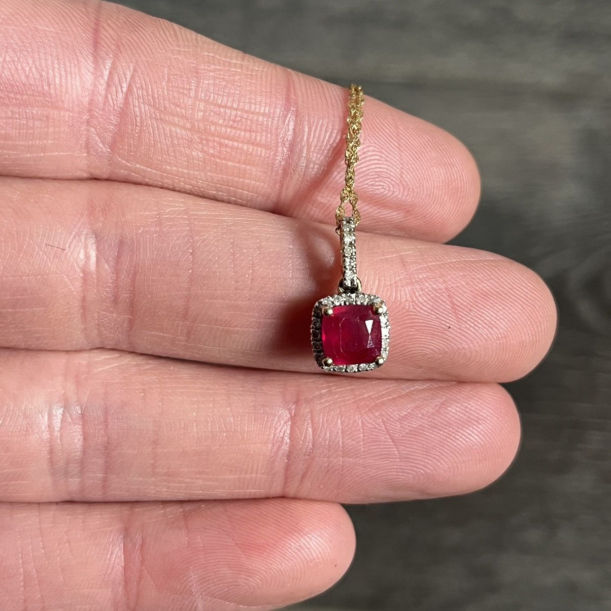 Macy's Ruby and Diamond Accent Pendant Necklace in 14k Gold