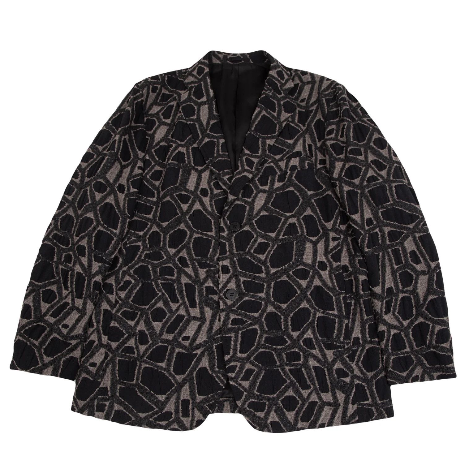 Issey Miyake Jacquard Design Jacket in Black Gray, Size 4 Size US XL / EU 56 / 4 - 1 Thumbnail