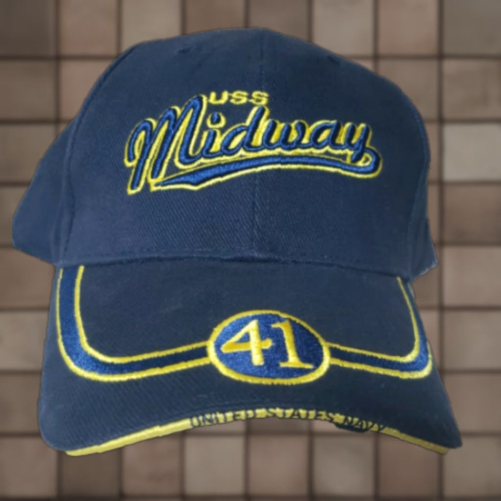 Vintage VINTAGE USS Midway CV-41 United States Navy Embroidered Strap Back Cap (NWOT) Baseball Cap Men One Size Blue Cotton Twill Adjustable Size ONE SIZE - 1 Thumbnail