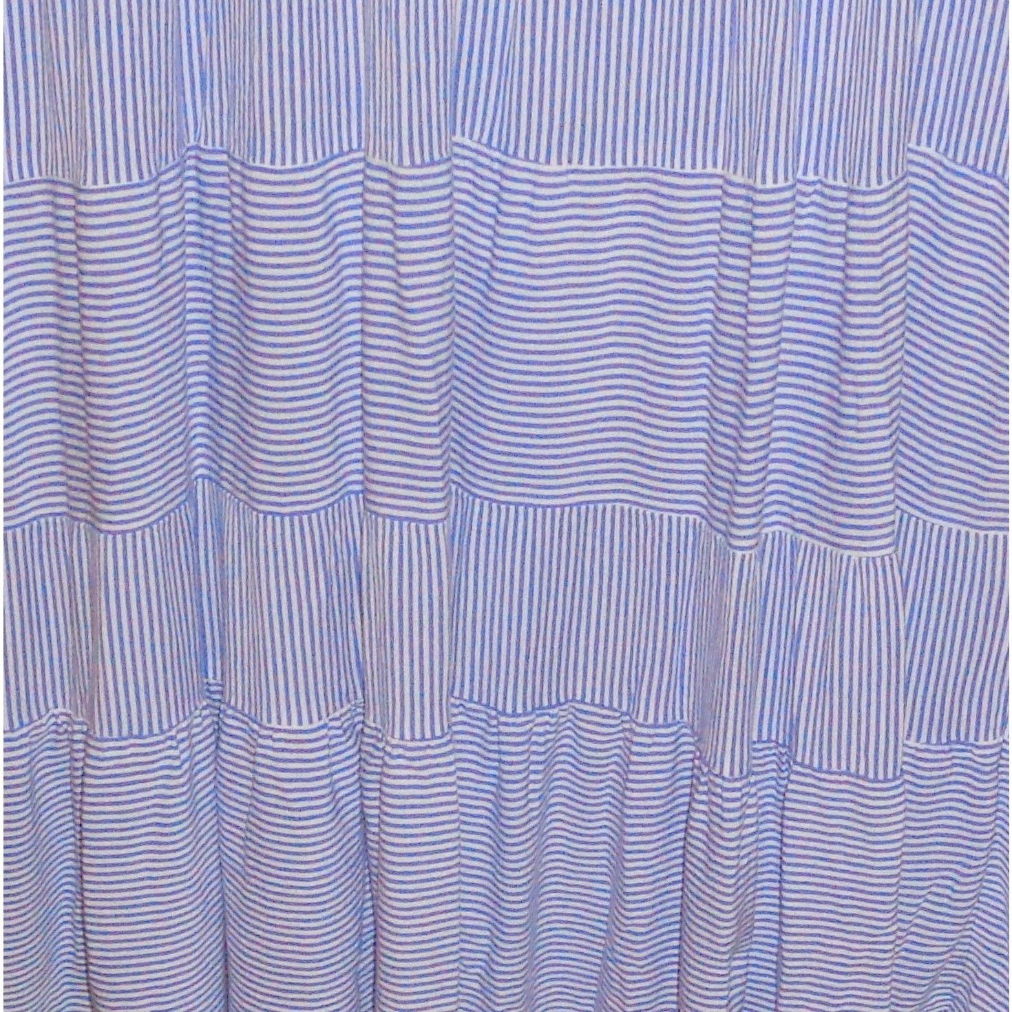 Other Blue Striped Tiered Long Dress XXL Elastic Smocking Boho Size XXL / US 16-18 / IT 52-54 - 3 Thumbnail
