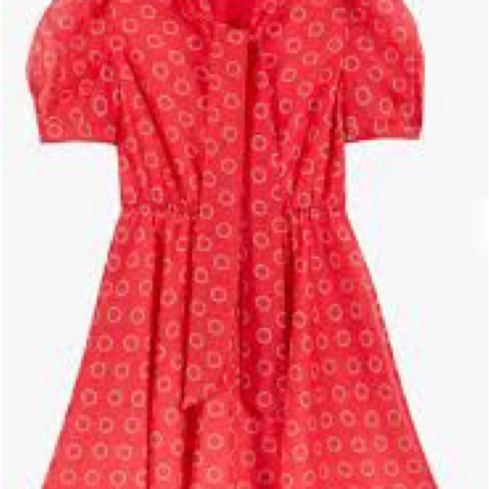 Ted Baker Ted Baker London Silk Red Puff Sleeve Mini Dress w Tie Neck Size M / US 6-8 / IT 42-44 - 6 Thumbnail