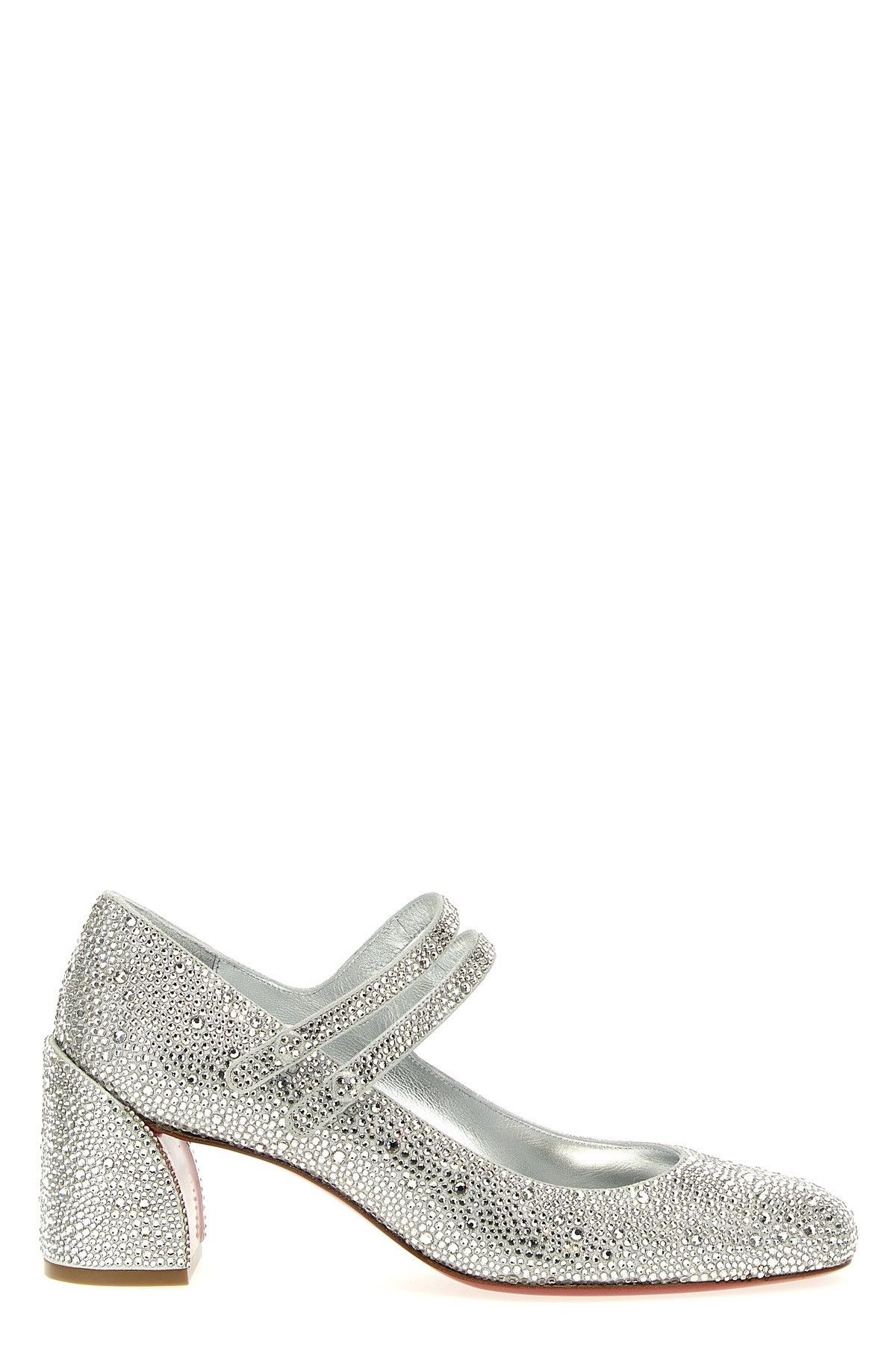 image of Christian Louboutin 'miss Jane Strass' Pumps Shoes in Silver, Women's (Size 10)