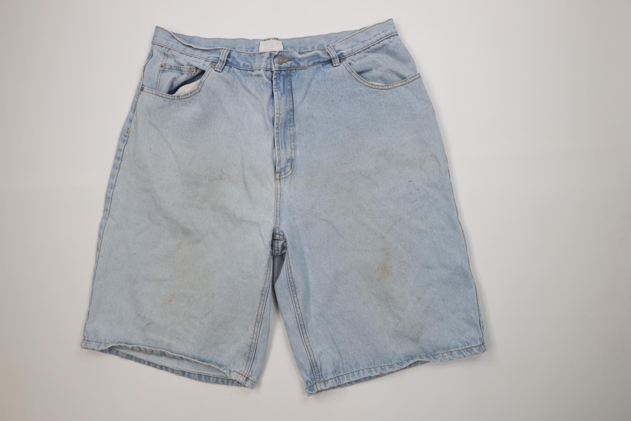 Vintage Vintage 90s IOU Skateboarding Baggy Denim Jean Shorts Blue Size US 38 / EU 54 - 1 Thumbnail