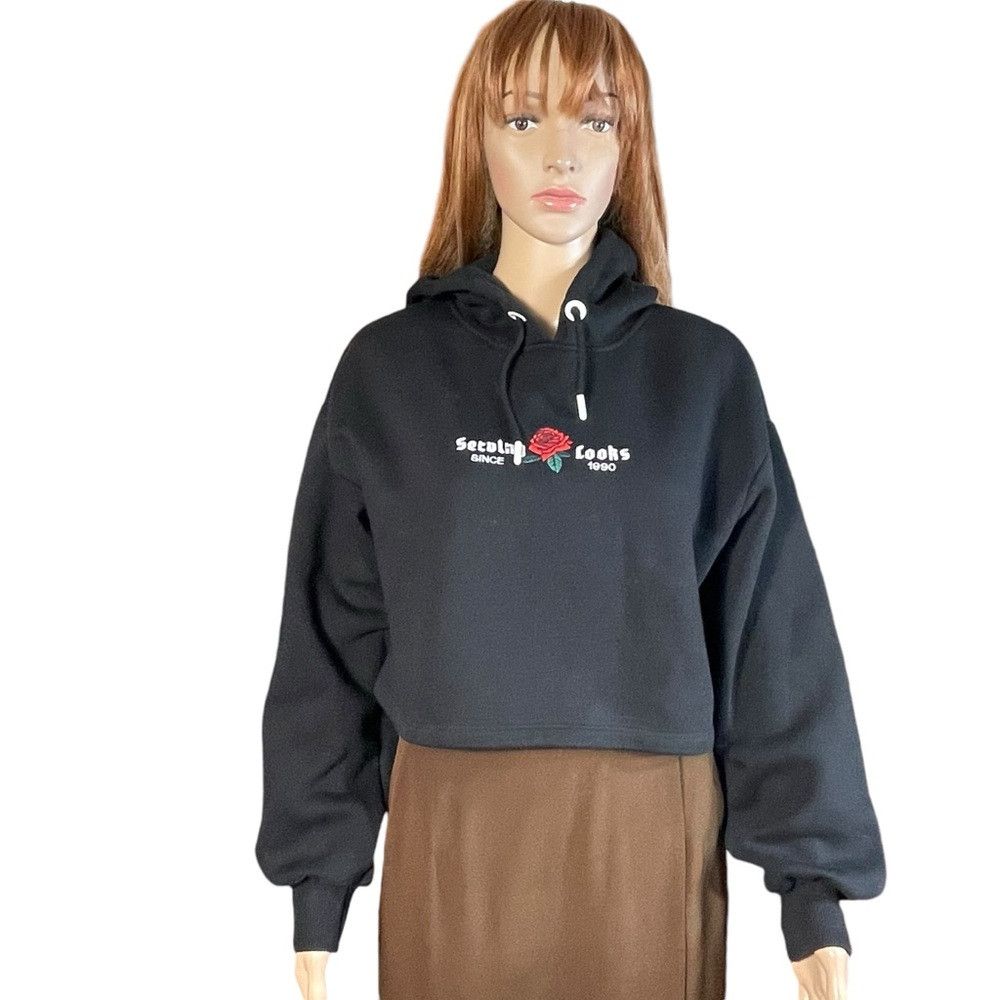 Bershka Bershka Cropped Black Hoodie Size M Size M / US 6-8 / IT 42-44 - 1 Thumbnail