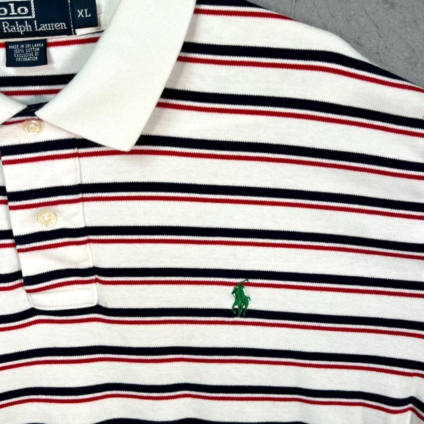 Polo Ralph Lauren Polo Ralph Lauren Mens XL Striped Polo Shirt Red / White / Blue Short Sleeve Shirt Mens XL White Polo Ralph Lauren Size US XL / EU 56 / 4 - 4 Thumbnail