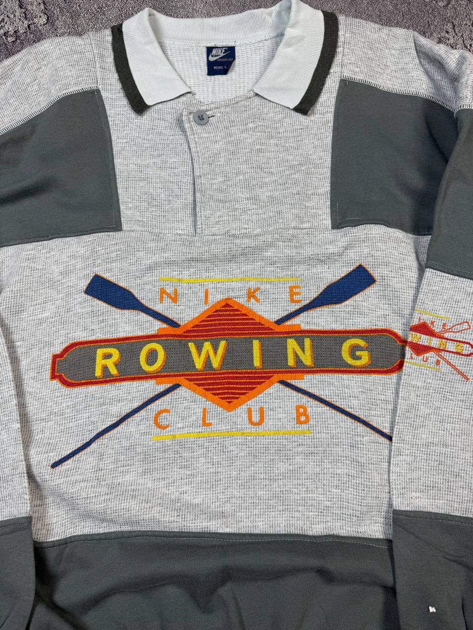 Nike Vintage 80s Nike Rowing Club Grey Sweatshirt Retro Sportwear Size US L / EU 52-54 / 3 - 3 Thumbnail