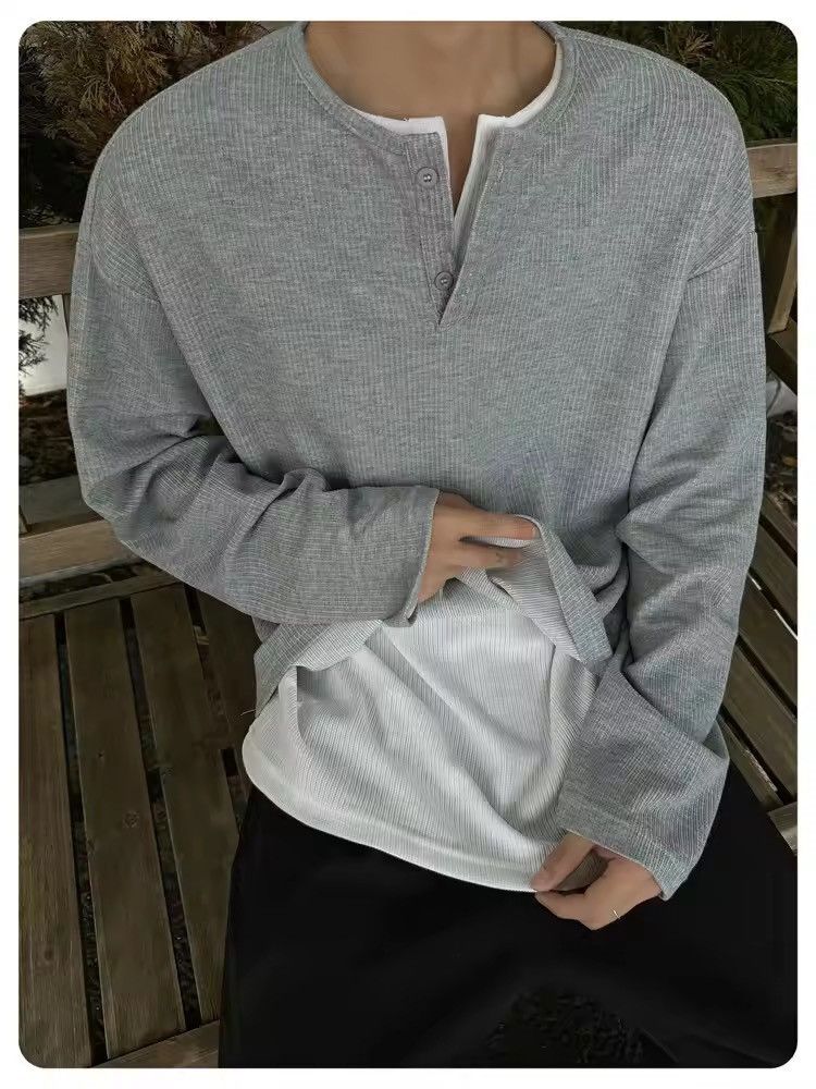 Japanese Brand Double Layer Patchwork Round Collar Long Sleeve Tee Size US XL / EU 56 / 4 - 2 Thumbnail