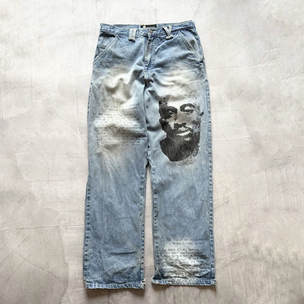 Makaveli 2Pac Makavelli Wu-Tang Rap Big Logo Distressed Poem Jeans Size US 34 / EU 50 - 1 Thumbnail