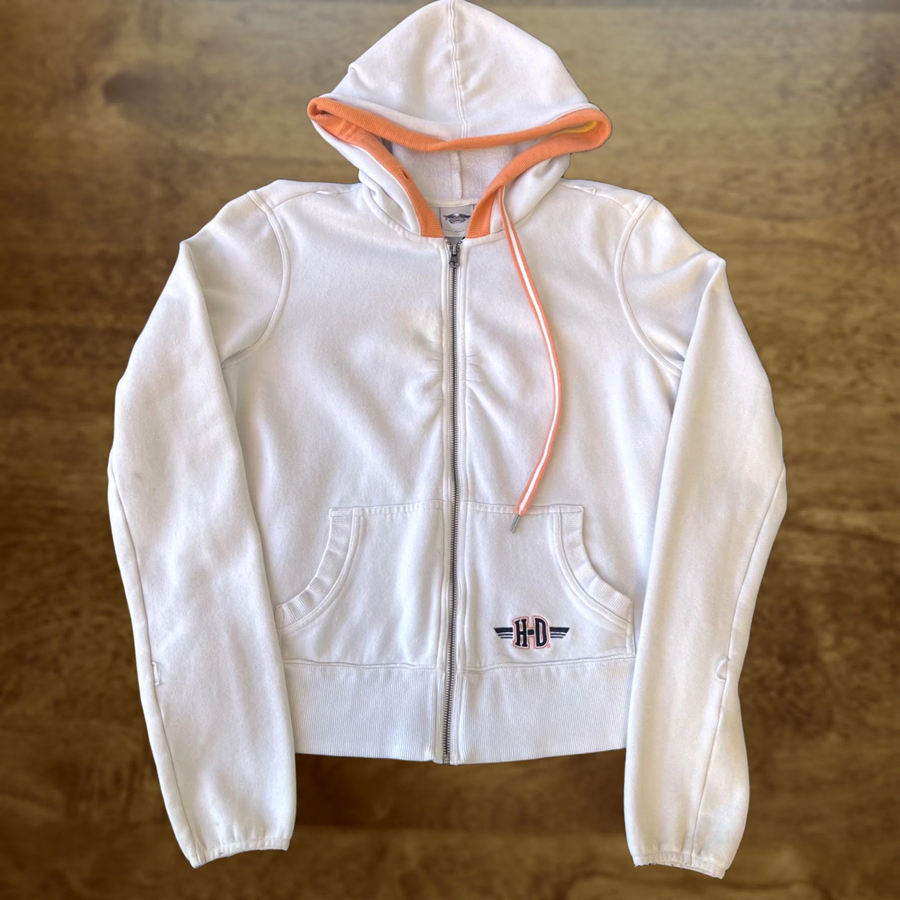 Harley Davidson Harley-Davidson Hoodie Womens Medium White Full Zip Hooded Sweatshirt 97409-14VW Size L / US 10 / IT 46 - 1 Thumbnail